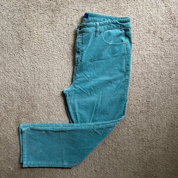 Talbots Pants Womens 16 36x28 Corduroy High Waist Straight Leg Blue Green - Picture 1 of 13